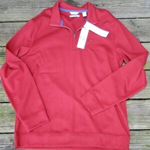 Calvin Klein Mens Classic Quarter Zip Pullover NWT  red Large